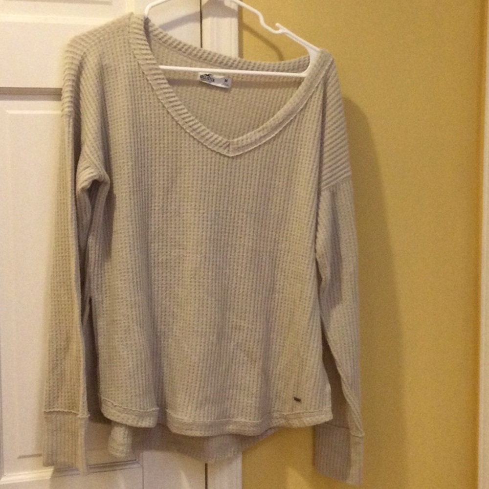 Hollister beige waffle knit long sleeve top, medium.